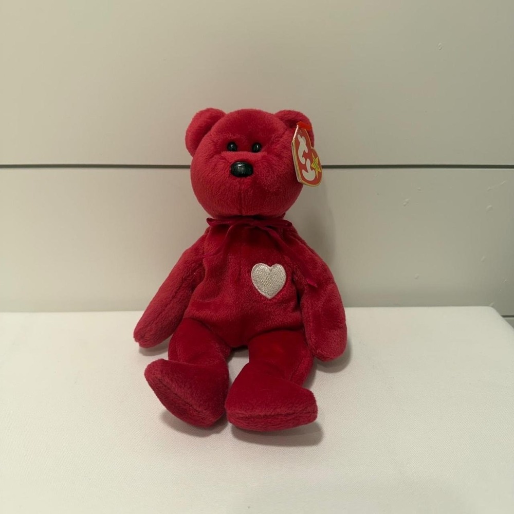 Ty Beanie Babies Valentina Bear Red Valentine Plush Heart Tag 1998 PE Pellets